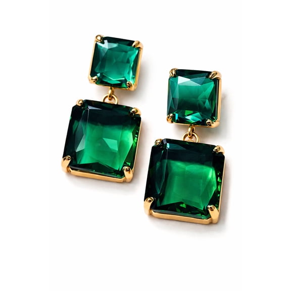 RubyLee Elegance Drop Green Earrings, Stainless Steel, (Includes Jewelry Pouch), 2 Count