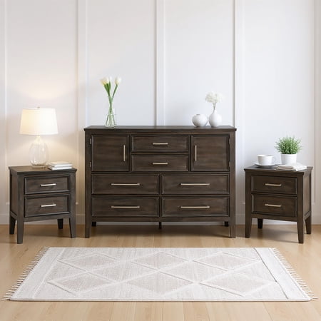 New Classic Furniture Andover 3-Pc Wood Bedroom Set with Dresser in Nutmeg New Classic Furniture Andover 3-Pc Wood Bedroom Set with Dresser in Nutmeg