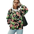 thumbnail image 5 of COEQINE Full Zip Up Women's Hoodie Oversized Long Sleeve Sweatshirts White Rabbit and Flower Print Fashion Outfits Jacket Fall Winter Casual Wear Workout Clothes with Pockets, XL, 5 of 7