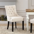 thumbnail image 2 of Upholstered Wingback Button Tufted Dining Chair, Beige, 2 of 12