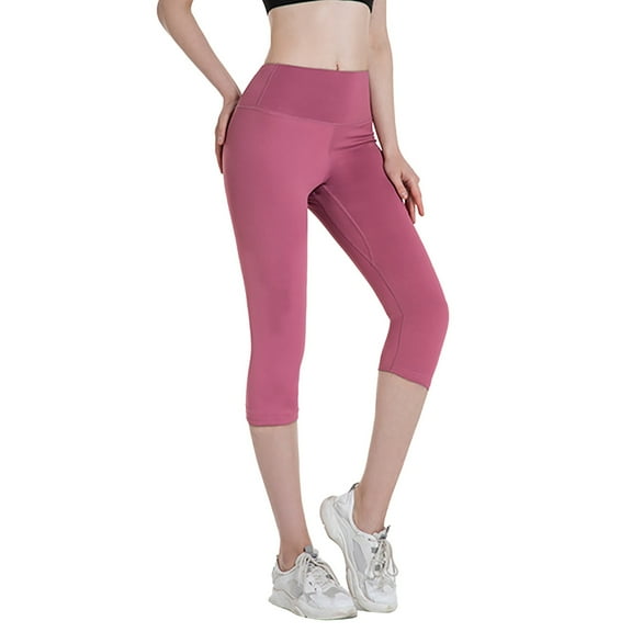 Jxximdong Leggings for Women Women's Capri Yoga Pants With Pockets High Waisted Legging For Workout Pink M Yoga Pants