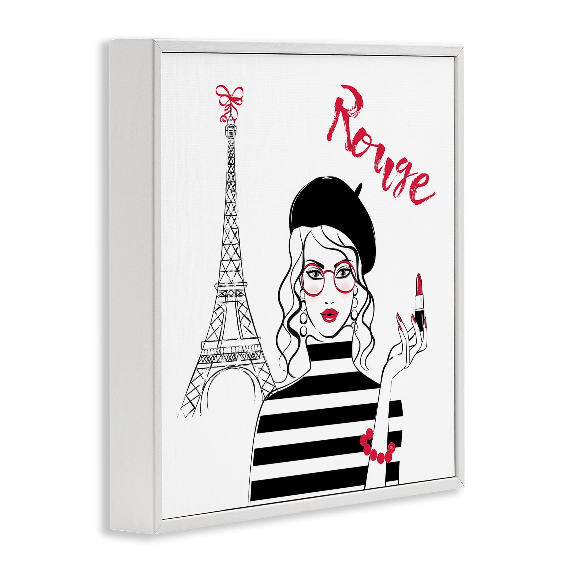Stupell Industries Rouge Parisian Fashion Novelty Painting White Framed Art Print Wall Art, 17 x 17