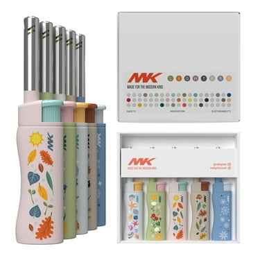 MK Lighter Candle Lighters, Windproof Flame, Ideal as Lighters for Candle, BBQ Lighters, Camping Lighters, Outdoor Lighters, Season Series, Butane Refillable Lighters (5PC)