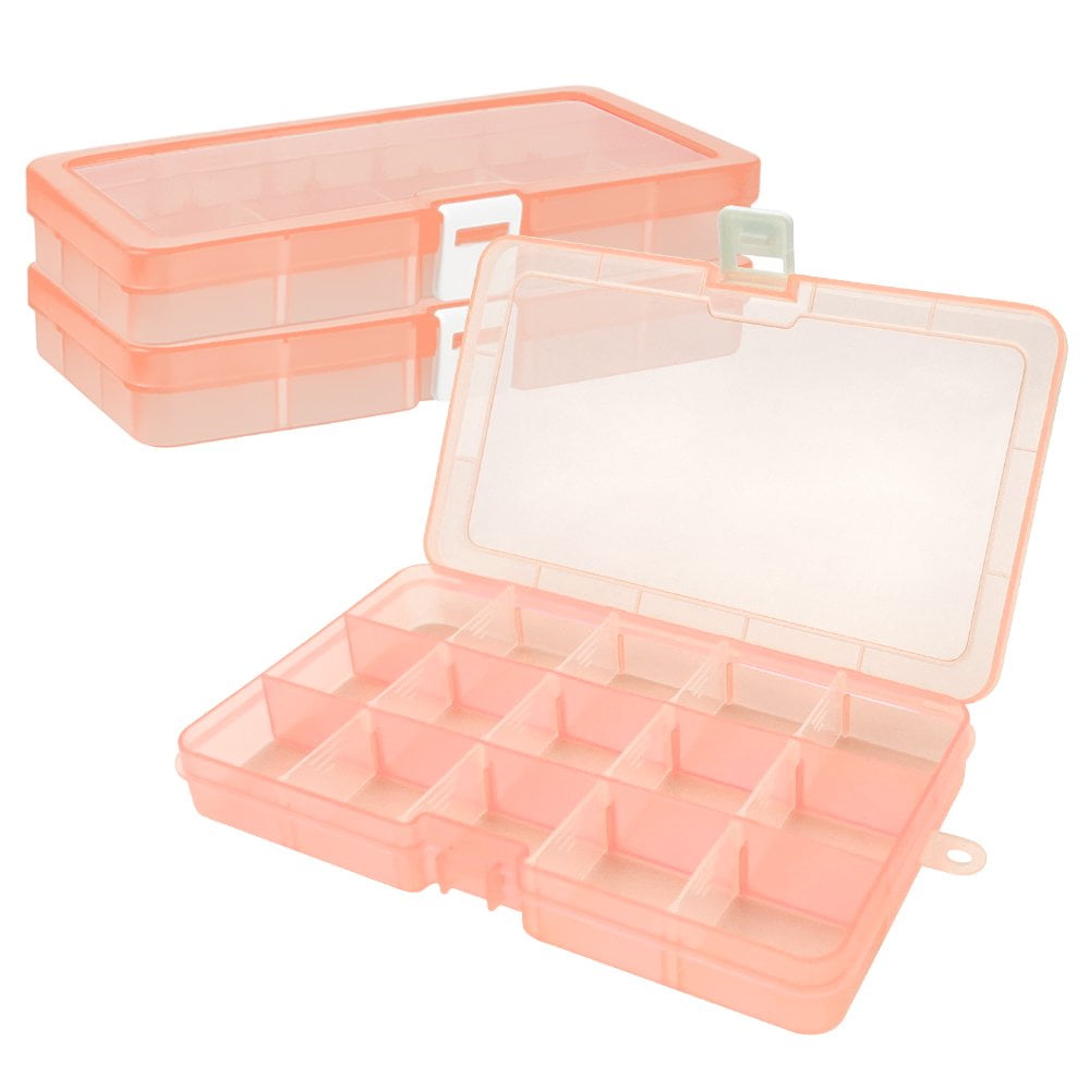 DUONER Plastic Bead Organizer Box with Dividers Adjustable Clear