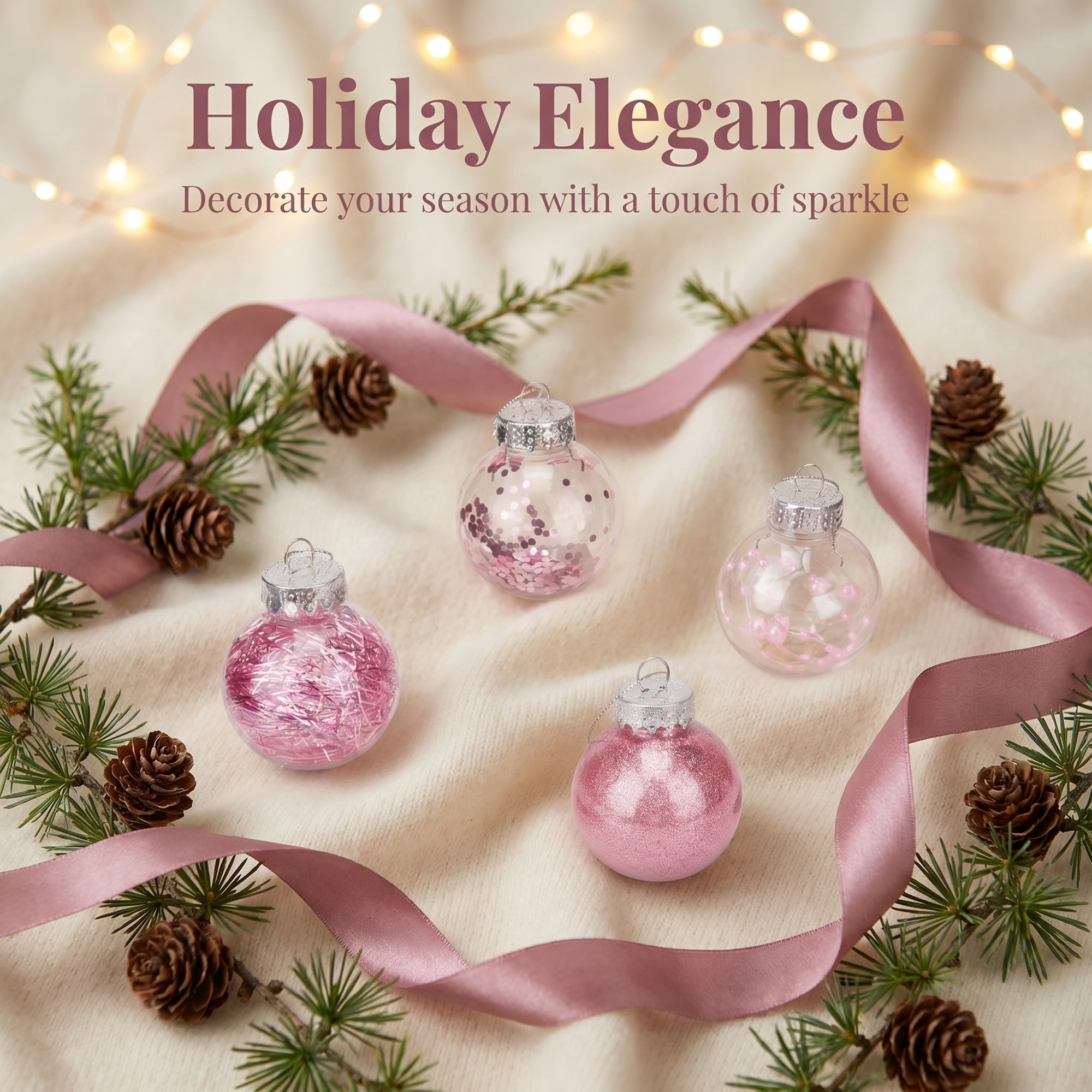 Unique Bargains Christmas Tree Ornaments - 24 Pack Baubles Shatterproof Balls Pink 2.4"
