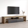 thumbnail image 4 of Milano 200 Floating TV Stand for TVs up to 90", Modern High Gloss 79" Entertainment Center, Wall Mounted TV Media Console with Storage Cabinets and LED Lights, 4 of 6