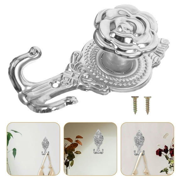 WHAMVOX 4pcs Flower Wall Hooks Cute Decorative Coat Hooks Vintage Rose Towel Hooks Bathroom Wall Mounted Coat Rack Scarf Bag Robe Key Hat Hook