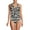 Black/Egret Abstract Leaf, variant on Women's Surplice Halter Tankini Top and High Leg High Waisted Bottoms 2 Piece Set
