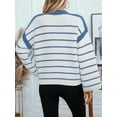 thumbnail image 2 of Women'S Oversized Stripe Sweater Mock Crew Neck Long Sleeves Fall Fashion Outfit Blue S, 2 of 6