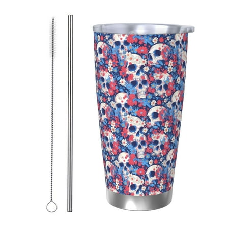 

Coaee daisy Skull red flower for 20oz Insulated Kettle Water Bottle For Running Hiking Cycling Climbing Men S Woman Insulated Water Bottle-Straw Two-piece Set