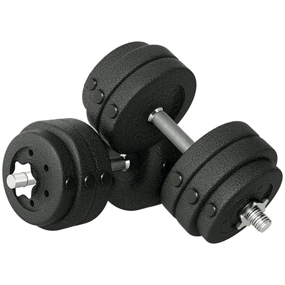 Soozier 2 x33 lbs Adjustable Dumbbells Weight Set for Body Fitness, Black