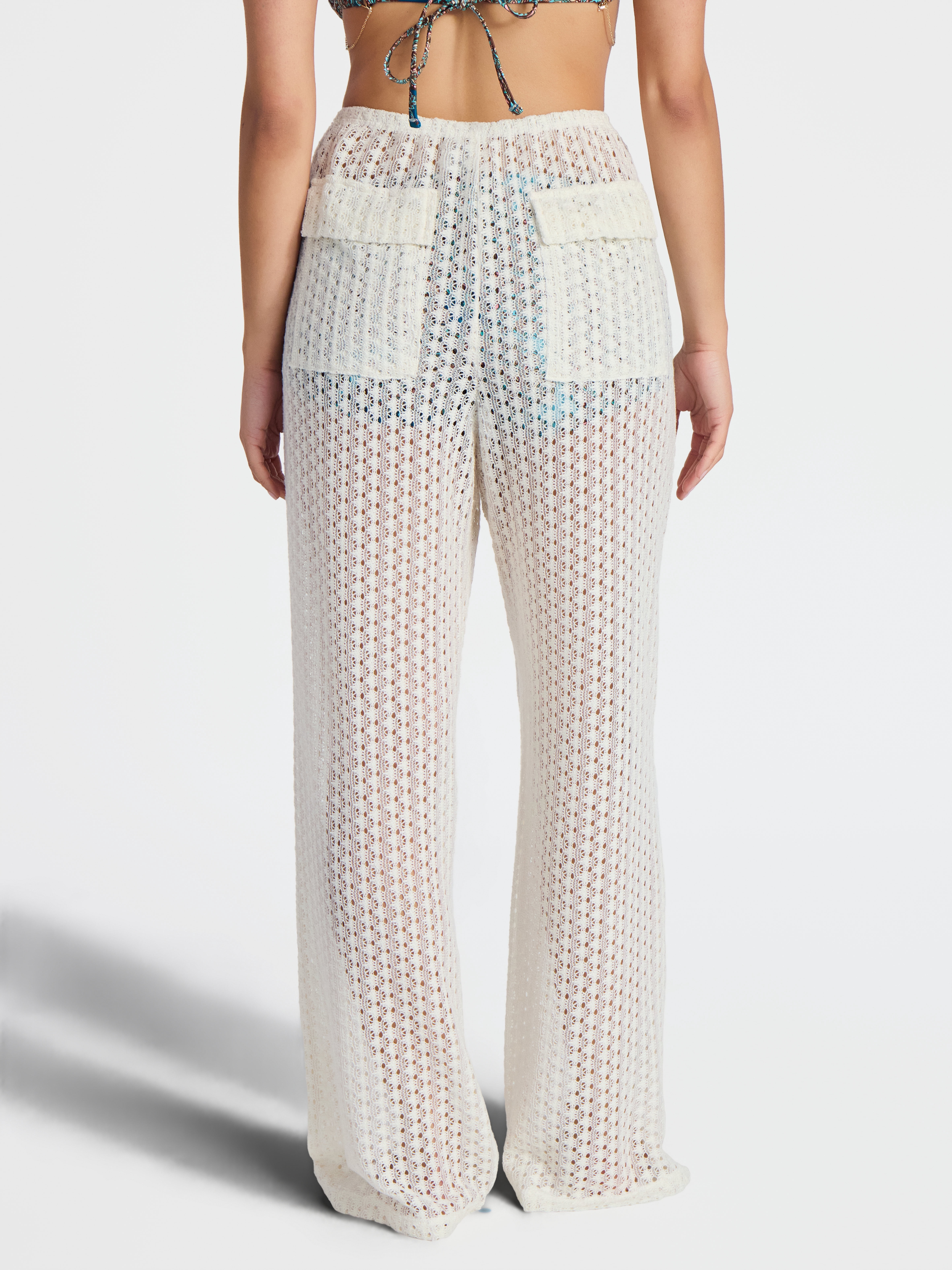 No Boundaries Crochet Wide Leg Pants Swim Coverup, Women's