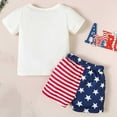 thumbnail image 3 of Baozhu Kids Outfit Short Sleeve T-Shirt Top and Solid Color Shorts Independence Day Boy Clothes Summer, 3 of 8