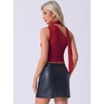 thumbnail image 4 of DARING DIVA Women's One Shoulder Sleeveless Ruched Crop Tank Top XL Red, 4 of 6
