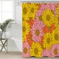 thumbnail image 6 of Shower Curtains Floral Bath Curtain Yellow Pink Orange Waterproof Bathroom Shower Curtain Set with Hooks Decoration 72 x 84 Inches, 6 of 7