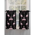 thumbnail image 5 of Pink Flamingo Living Room Curtains 2 Panel, Summer Tropical Animals Black Cafe Window Treatment, Farmhouse Bedroom Bathroom Kitchen Curtains Drapes 104"x54", 5 of 6