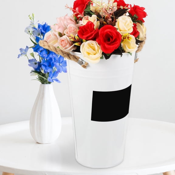 OULII Rustic White Iron Flower Vase Perfect for Decorative Floral Arrangements