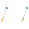 thumbnail image 1 of Transemion 1/2/3/5 Cartoon Adorable Restaurant Hotel Tableware Portable Washable Stainless Steel Stirring Mixing Dinnerware Cake Flatware Donut Fork Blue 2PCS, 1 of 6