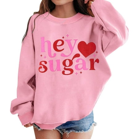 MUXiin Toddler Boy Valentines Shirt Girl s Graphic Prints Sweatshirt Crewneck Long Sleeve Cute Drop Shoulder Pullover Tops Girls Valentines Gifts