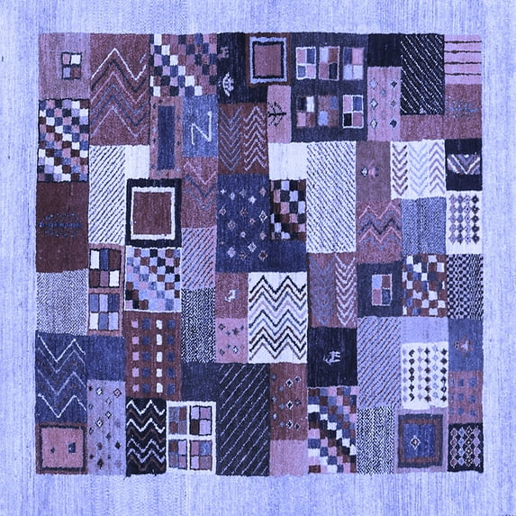 Ahgly Company Indoor Square Abstract Blue Contemporary Area Rugs, 4' Square