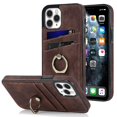 thumbnail image 1 of Funda de piel estilo vintage para iPhone 11 Pro con ranura para tarjetas, anillo giratorio de 360 grados, protección para la cámara, protección en las 4 esquinas, funda de teléfono muy resistente., 1 of 5