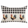 thumbnail image 2 of Black White Plaid Rooster Throw Pillow Covers, Vintage Farmhouse Checkered Rustic Soft Breathable Pillow Cases with Zipper for Sleeping, Small Pillowcases for Couch Bed Sofa Chair 16x24 Inches, 2 of 6