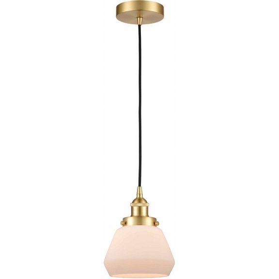616-1PH-SG-G171 Innovations Lighting Fulton - 1 Light Mini Pendant In Industrial Style-10 Inches Tall and 7 Inches Wide-Satin Gold Finish-Matte White