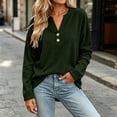 thumbnail image 4 of Long Sleeve Tops Business Casual Women Fashion V Neck Button Solid Color Long Sleeve Pullover Top Army Green Xxl, 4 of 6