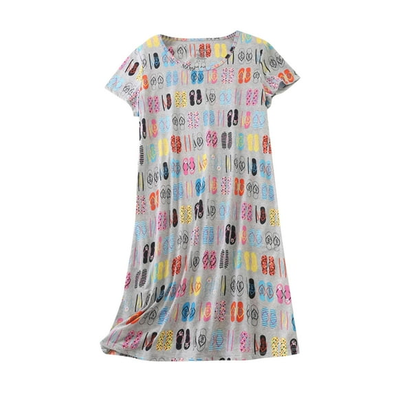 Elvqul Cotton Nightgowns for Women Plus Size Womens Long Pajamas Dress Blue Nightgowns