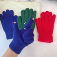 thumbnail image 4 of Guantes de punto de invierno para mujer, bonitos guantes de lana cálidos de color caramelo con agujeros para estudiantes, de color sólido, para otoño e invierno, 4 of 5