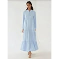 thumbnail image 2 of Textured Crew Neck Maxi Dress with Buttons, 2 of 7