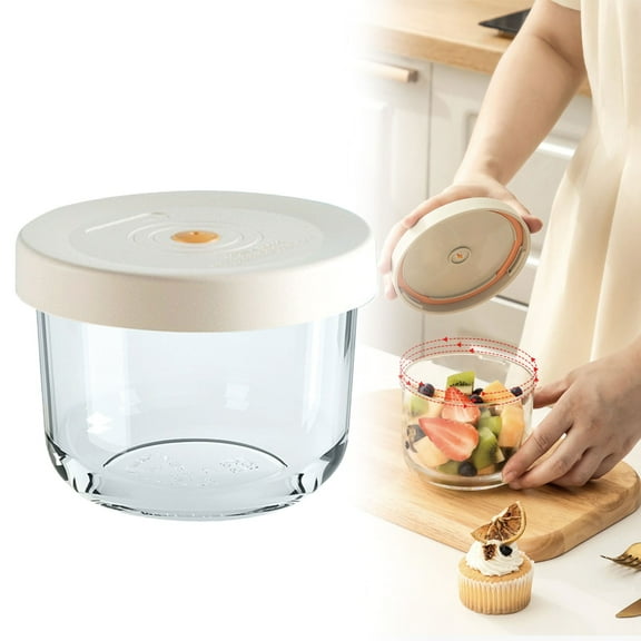 Giyblacko Food Storage Sealed Round Glass Fresh Keeping Bowl Refrigerator Can Be Superimposed Wide Mouth With Lid Picnic Box Fruit Box Storage Container