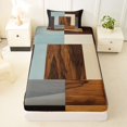 thumbnail image 4 of Castle Fairy Mid Century Wood Geometric Inlay Twin Sheets 3pcs,Minimalist Textured Wood Panel Bedding,Brown Sky Blue,1 Flat Sheet, 1 Fitted Sheet and 1 Pillowcase, 4 of 7