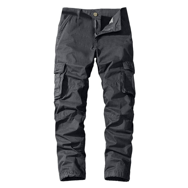 WEAIXIMIUNG Men's Pants Cargo Relaxed Fit Mens Fashion Solid Color Elastic Waist Overalls Pants