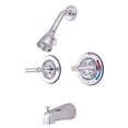 thumbnail image 1 of Kingston Brass KB661ML Twin Handle Tub & Shower Faucet Pressure Balance With Volume Control - Polished Chrome, 1 of 2