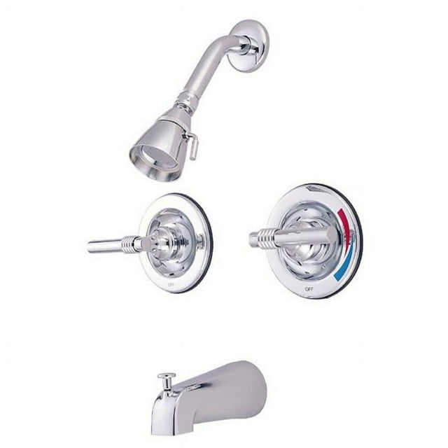 Kingston Brass KB661ML Twin Handle Tub & Shower Faucet Pressure Balance With Volume Control - Polished Chrome