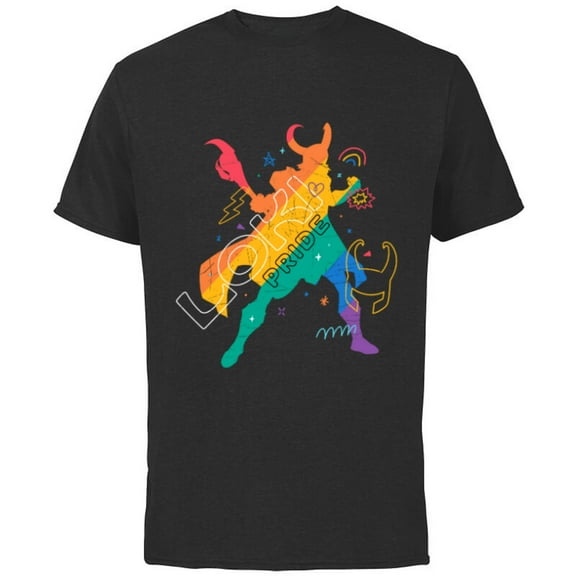 Marvel Loki Rainbow Pride - Short Sleeve Cotton T-Shirt for Adults - Customized-Black