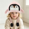 thumbnail image 6 of Leey-World Girls Penguin Knit Hat Boys Cartoon Warm Fuzzy Beanie Winter Fleece Lining Cap with Ear for Toddler Baby Boys and Girls, 6 of 9