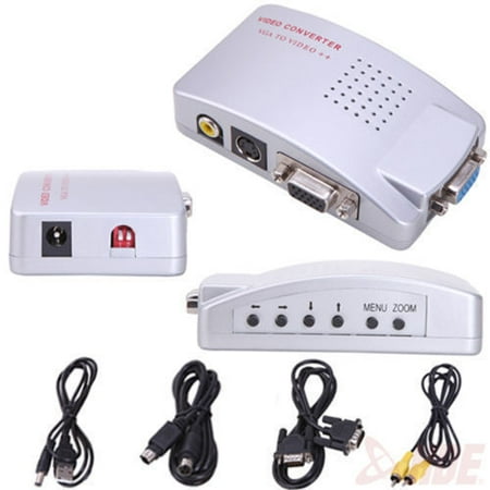 - Computer Laptop PC VGA to TV AV, RCA, S-Video Converter Adapter Box Composite