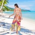 thumbnail image 7 of FORMRS Womens Long Sarong Beach Wrap Semi-Sheer Bikini Skirt Bathing Swimsuit Cover Up, Purple Abstract Floral, 7 of 7