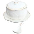 thumbnail image 3 of 1 Set Ceramic Stew Pot Lidded Soup Bowl Small Bowl Ceramic Soup Stew Pot Soup Serving Bowl with Spoon, 3 of 8