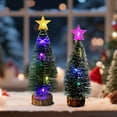 thumbnail image 4 of Selrti Mini Christmas Tree Small Artificial Snow Flocked Pencil Tree with LED Lights Tabletop Tree Ornaments with Wooden Base for Xmas Home Decor, 4 of 8