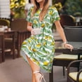 thumbnail image 3 of Sikiie Lemon Print Women's Short-sleeved Dress, Round Neck Slim Knee-length Dress, Summer Clothing Suitable for Daily Leisure and Vacation, 3 of 6