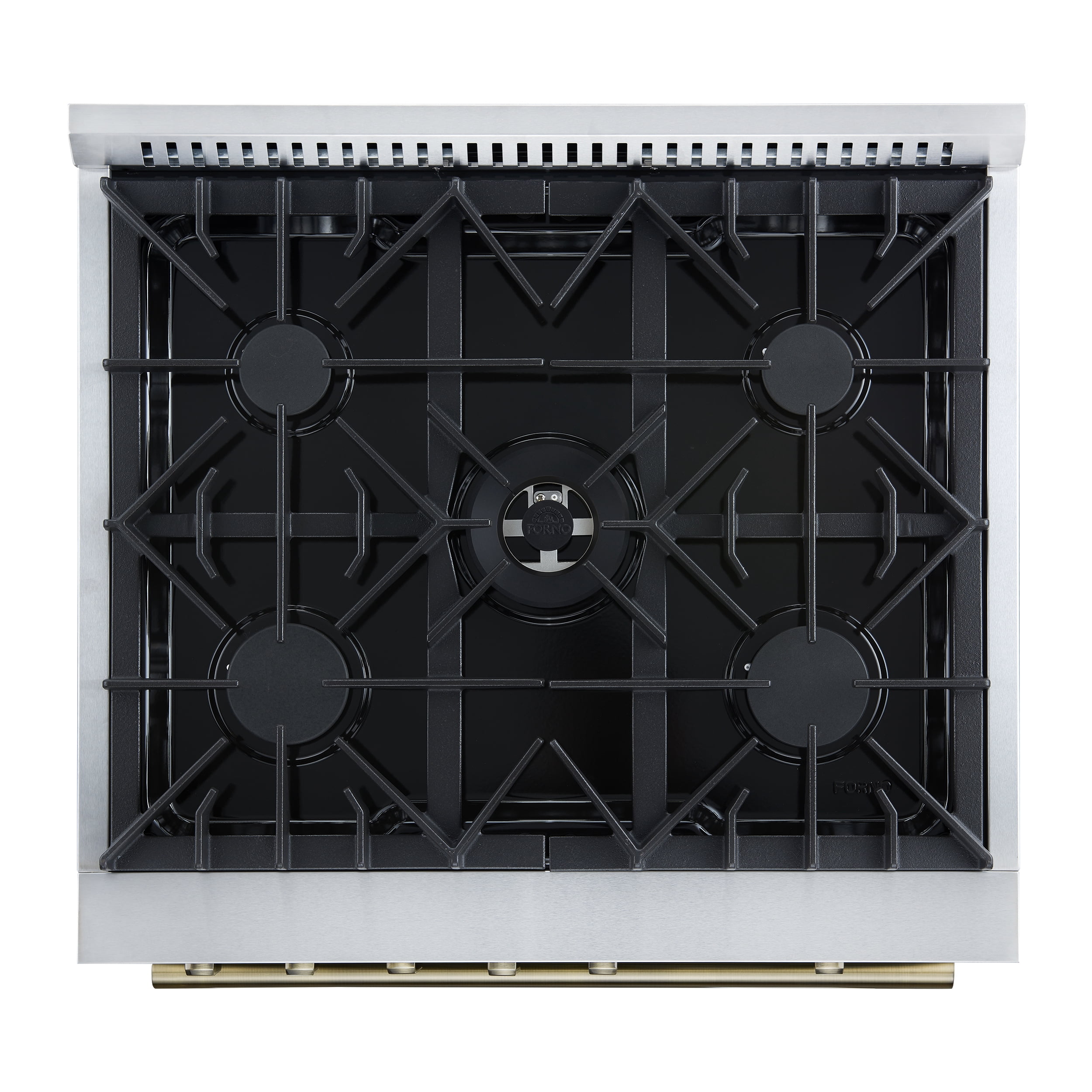 Giovanni 30-inch Gas Range White & Antique Brass Design, 5 Burners 67,000 BTU, 4.32 cu.ft. Convection Oven