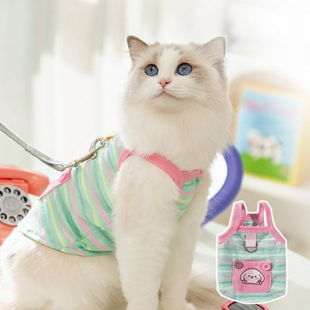 Janrevotw Pet Puppy Dog Clothes Cute Colourful Striped Traction Sling Spring And Summer Teddy Bikini Panda Mimi Thin Section