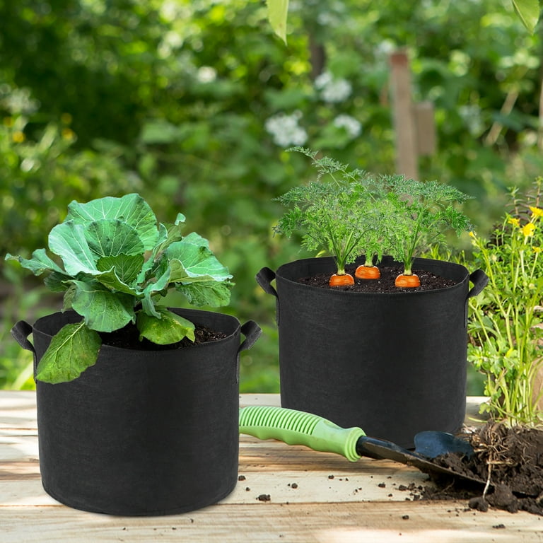 Lotfancy 5 Gallon Grow Bags, 7-Pack, Thickened Felt Fabric Pots with Reinforced Handles, Size: 5 Gallon, 7 Pack, Black