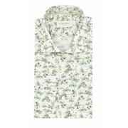 Tintoria Mattei 954 Men's White / Green Brown Cotton Slim Button Down With Palm Trees Casual Button-Down Shirt - M