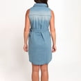 thumbnail image 5 of Elsie & Zoey Tamar 2XL Plus Light Wash Denim Sleeveless Shirt Duster Dress for Women, 5 of 8