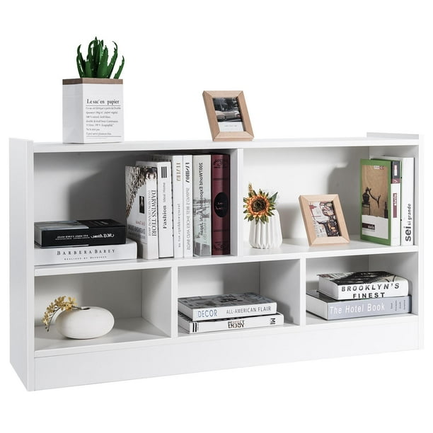 Giantex Toy Storage Organizer, 5-Section Storage Cabinet, Wooden Display Book Shelf, White