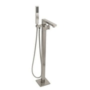 AKDY Stand Alone Tub Filler with Floor Mount  Freestanding 35 in Tub Faucet  Single Handle Brush Nickel Shower  Easy Installation